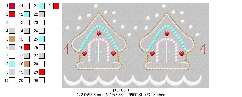Bild 1 von  Festonbortenset  Lebkuchenhaus 10x10 + 13x18 + 16x26, Endlosornament, Endlosborte