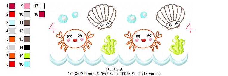 Bild 1 von  Festonborten-Set Meerestiere 10x10 + 13x18 + 16x26 + 20x36, Endlosornament, Endlosborte