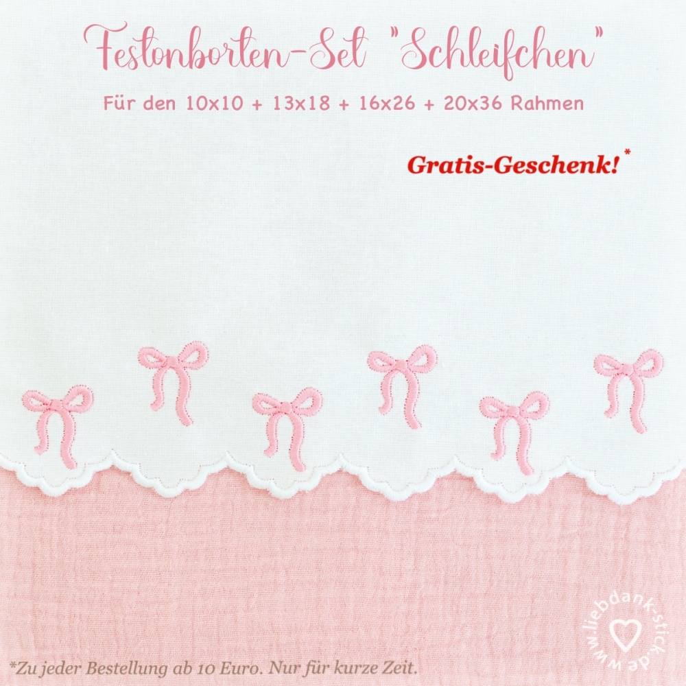 Bild 1 von  Festonborten-Set Schleifchen 10x10 + 13x18 + 16x26 + 20x36, Endlosornament, Endlosborte