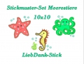 Stickdateien-Set Meerestiere 10x10 Applikation